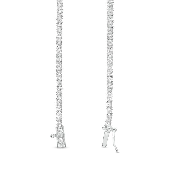 Oval Blue and White Lab-Created Sapphire Nine Stone Station Necklace in Sterling Silver