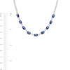 Thumbnail Image 4 of Oval Blue and White Lab-Created Sapphire Nine Stone Station Necklace in Sterling Silver