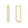 Thumbnail Image 1 of White Lab-Created Sapphire U-Hoop Earrings in Sterling Silver with 18K Gold Plate