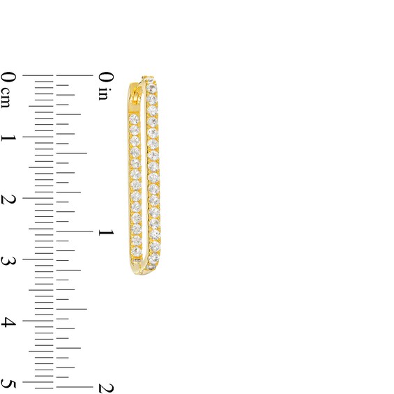 White Lab-Created Sapphire U-Hoop Earrings in Sterling Silver with 18K Gold Plate