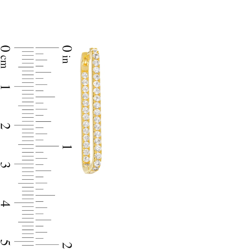 Main Image 3 of White Lab-Created Sapphire U-Hoop Earrings in Sterling Silver with 18K Gold Plate