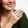 Thumbnail Image 2 of Pear-Shaped Morganite with Baguette and Round White Lab-Created Sapphire Fanned Frame Ring in 10K Rose Gold