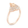 Thumbnail Image 2 of Pear-Shaped Morganite with Baguette and Round White Lab-Created Sapphire Fanned Frame Ring in 10K Rose Gold