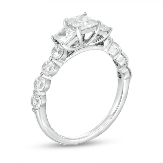 2 CT. T.w. Princess-Cut Diamond Past Present FutureÂ® Scallop Edge Shank Engagement Ring in 14K White Gold
