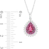Thumbnail Image 3 of Pear-Shaped Ruby and 1/5 CT. T.W. Diamond Double Shadow Frame Drop Pendant in 10K White Gold