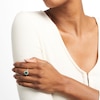 Thumbnail Image 2 of Pear-Shaped Emerald and 1/3 CT. T.W. Diamond Double Shadow Frame Ring in 10K White Gold