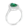 Thumbnail Image 3 of Pear-Shaped Emerald and 1/3 CT. T.W. Diamond Double Shadow Frame Ring in 10K White Gold