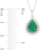 Thumbnail Image 3 of Pear-Shaped Emerald and 1/5 CT. T.W. Diamond Double Shadow Frame Drop Pendant in 10K White Gold