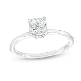 1/2 CT. T.W. Princess-Shaped Multi-Diamond Hidden Halo Engagement Ring in 10K White Gold
