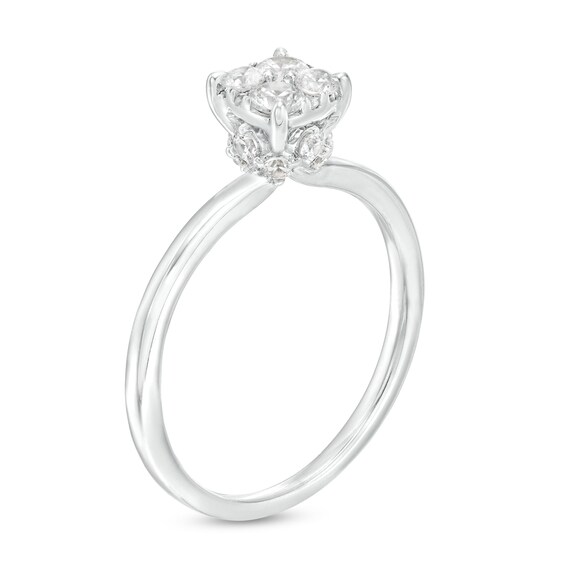 1/2 CT. T.w. Princess-Shaped Multi-Diamond Hidden Halo Engagement Ring in 10K White Gold