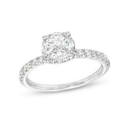 3/4 CT. T.W. Multi-Diamond Pavé Engagement Ring in 10K White Gold
