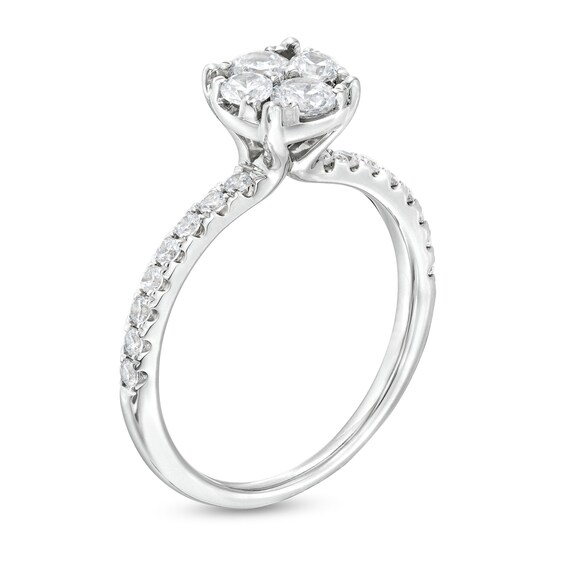 3/4 CT. T.w. Multi-Diamond Pavé Engagement Ring in 10K White Gold