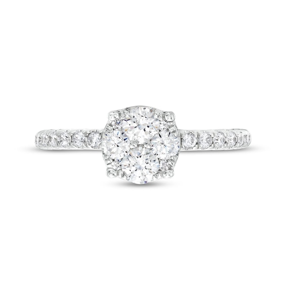 3/4 CT. T.w. Multi-Diamond Pavé Engagement Ring in 10K White Gold