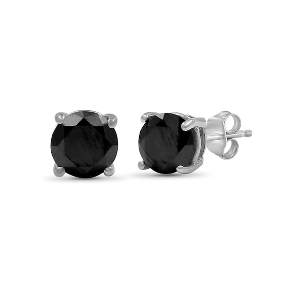 1 CT. T.w. Black Diamond Solitaire Stud Earrings in Sterling Silver