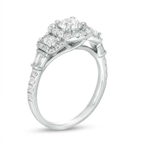 1-1/2 CT. T.w. Diamond Past Present FutureÂ® Cushion-Shaped Frame Engagement Ring in 14K White Gold