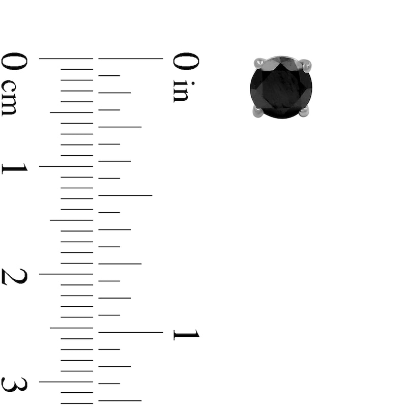 Main Image 3 of 1/4 CT. T.W. Black Diamond Solitaire Stud Earrings in Sterling Silver