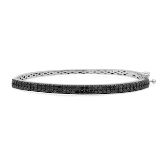 1-7/8 CT. T.W. Black Diamond Double Row Bangle in Sterling Silver