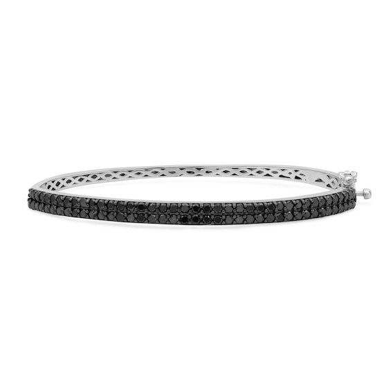 1-7/8 CT. T.w. Black Diamond Double Row Bangle in Sterling Silver