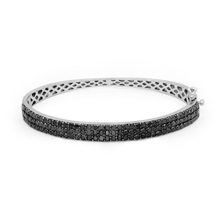 3 CT. T.W. Black Diamond Triple Row Bangle in Sterling Silver