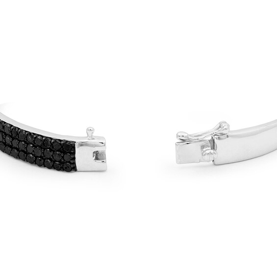 3 CT. T.w. Black Diamond Triple Row Bangle in Sterling Silver