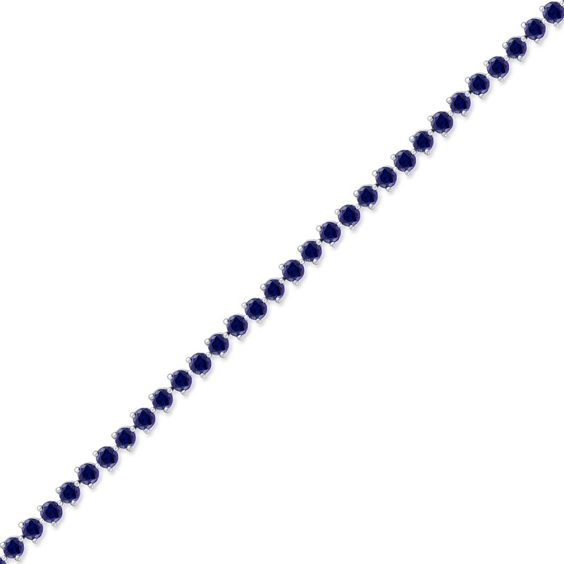 Main Image 2 of 3.0mm Blue Lab-Created Sapphire Tennis Bracelet in Sterling Silver - 7.25"