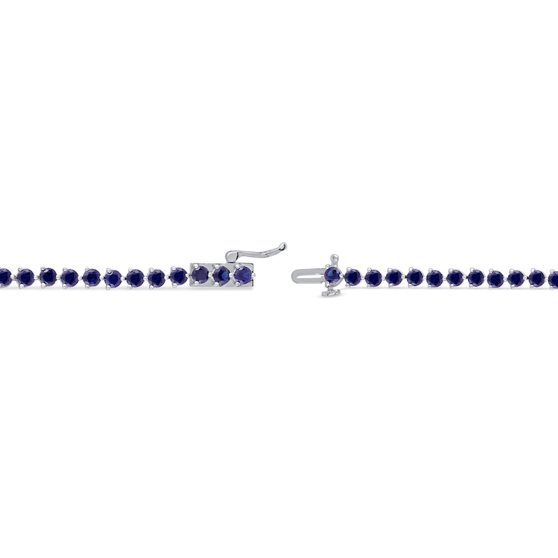 Main Image 3 of 3.0mm Blue Lab-Created Sapphire Tennis Bracelet in Sterling Silver - 7.25"