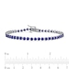 Thumbnail Image 4 of 3.0mm Blue Lab-Created Sapphire Tennis Bracelet in Sterling Silver - 7.25"