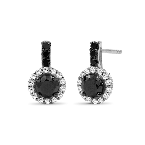 1-1/2 CT. T.w. Black and White Diamond Frame Drop Earrings in Sterling Silver
