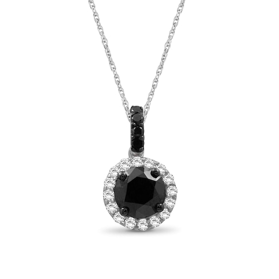 1-1/2 CT. T.w. Black and White Diamond Frame Drop Pendant in Sterling Silver