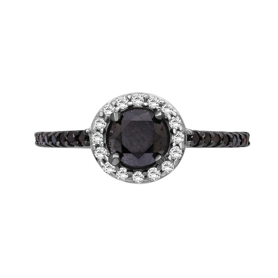 1-1/2 CT. T.w. Black and White Diamond Frame Ring in Sterling Silver