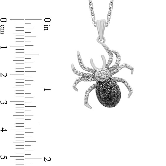 1/20 CT. T.w. Black and White Diamond Beaded Tilted Spider Drop Pendant in Sterling Silver and Black Rhodium