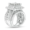 Thumbnail Image 3 of 6 CT. T.W. Princess-Cut Multi-Diamond Double Cushion-Shaped Frame Three Piece Bridal Set in 14K White Gold