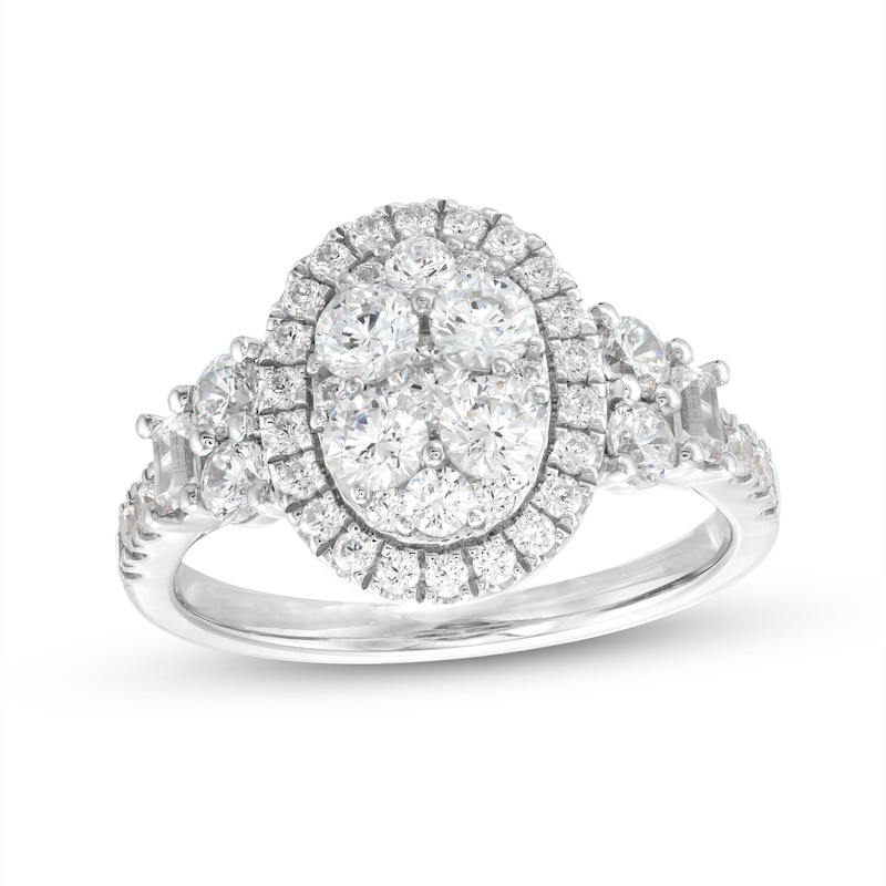 1-1/2 CT. T.W. Oval-Shaped Multi-Diamond Frame Engagement Ring in 14K ...