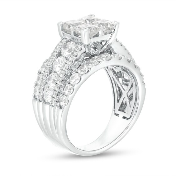 4 CT. T.w. Quad Certified Princess-Cut Lab-Grown Diamond Multi-Row Engagement Ring in 14K White Gold (F/Vs2)