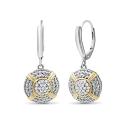 1/4 CT. T.W. Multi-Diamond Rope Triple Frame Wrapped Medallion Drop Earrings in Sterling Silver and 14K Gold Plate