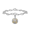 Thumbnail Image 0 of 1/4 CT. T.W. Multi-Diamond Rope Triple Frame Medallion Charm Bracelet in Sterling Silver and 14K Gold Plate - 7.5"