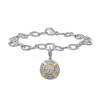 Thumbnail Image 0 of 1/4 CT. T.W. Multi-Diamond Rope Triple Frame Medallion Charm Bracelet in Sterling Silver and 14K Gold Plate - 7.5"