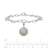 Thumbnail Image 3 of 1/4 CT. T.W. Multi-Diamond Rope Triple Frame Medallion Charm Bracelet in Sterling Silver and 14K Gold Plate - 7.5"