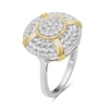 Thumbnail Image 2 of 1/4 CT. T.W. Multi-Diamond Braided Rope Triple Frame Ribbon Wrap Medallion Ring in Sterling Silver and 14K Gold Plate