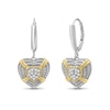 Thumbnail Image 1 of 1/4 CT. T.W. Heart-Shaped Multi-Diamond Braided Rope Triple Frame Drop Earrings in Sterling Silver and 14K Gold Plate