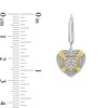 Thumbnail Image 3 of 1/4 CT. T.W. Heart-Shaped Multi-Diamond Braided Rope Triple Frame Drop Earrings in Sterling Silver and 14K Gold Plate