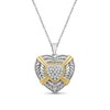 Thumbnail Image 1 of 1/4 CT. T.W. Heart-Shaped Multi-Diamond Braided Rope Triple Frame Drop Pendant in Sterling Silver and 14K Gold Plate