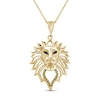 Thumbnail Image 1 of 1/20 CT. T.W. Blue and Yellow Diamond Lion Head Outline Drop Pendant in Sterling Silver with 14K Gold Plate