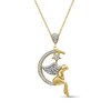 Thumbnail Image 1 of 1/5 CT. T.W. Diamond Fairy on Crescent Moon and Star Drop Pendant in Sterling Silver with 14K Gold Plate