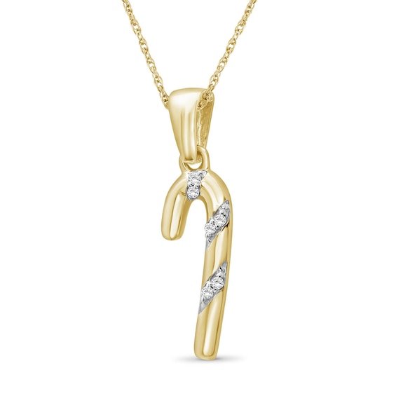 Diamond Accent Candy Cane Drop Pendant in Sterling Silver with 14K Gold Plate