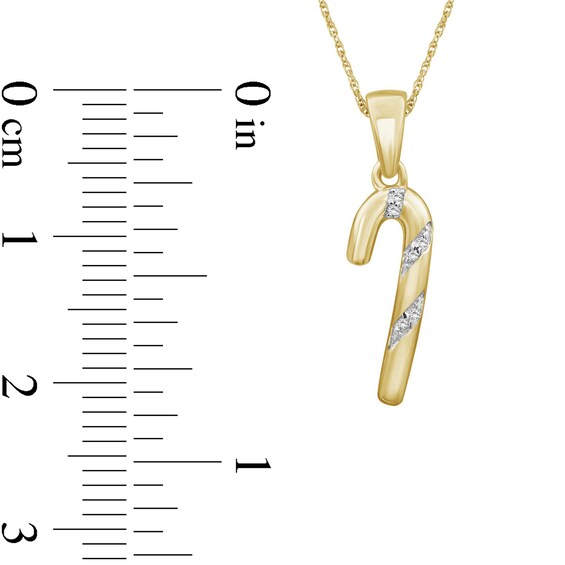 Diamond Accent Candy Cane Drop Pendant in Sterling Silver with 14K Gold Plate