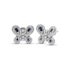 Thumbnail Image 1 of 1/2 CT. T.W. Baguette Blue and White Diamond Butterfly Stud Earrings in Sterling Silver