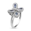 Thumbnail Image 2 of 1/2 CT. T.W. Baguette Blue and White Diamond Butterfly Ring in Sterling Silver