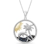 Thumbnail Image 1 of 1/3 CT. T.W. Blue and White Diamond Frame Beach Day Pendant in Sterling Silver with 14K Gold Plate and Black Rhodium