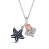 Thumbnail Image 1 of 1/3 CT. T.W. Blue and White Diamond Starfish and Scallop Seashell Pendant in Sterling Silver and 14K Rose Gold Plate